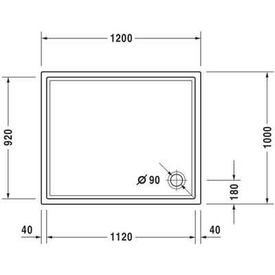 Duravit Starck Slimline douchebak acryl rechthoekig 120x100x5.5cm wit