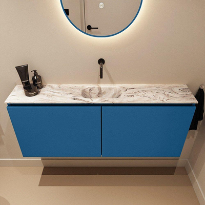 MONDIAZ TURE-DLUX 120cm toiletmeubel Jeans. EDEN wastafel Glace positie midden. Zonder kraangat.