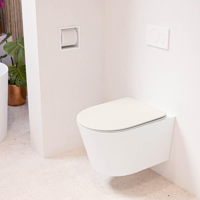 MONDIAZ LAVIE wandclosetpack - 36x53cm - diepspoel - rimless - Talc (offwhite) - softclose - quick-release - toiletzitting - Linen (offwhite)