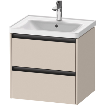 Duravit Ketho 2 Wastafelonderkast - 2 laden - 58.4x45.5x54.9cm - grepen antraciet - taupe mat