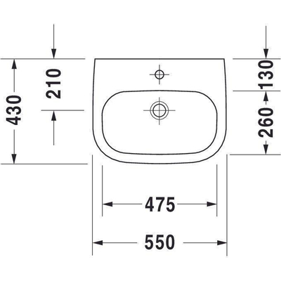 Duravit D Code Med wastafel 55x43cm met kraangat zonder overloop wit