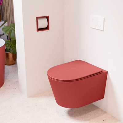 MONDIAZ LAVIE wandclosetpack - 36x53cm - diepspoel - rimless - Fire (rood) - softclose - quick-release - toiletzitting - Fire (rood)