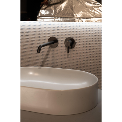 Hotbath Ace Afbouwdeel - voor wastafelmengkraan - 20cm uitloop - zwart geborsteld PVD