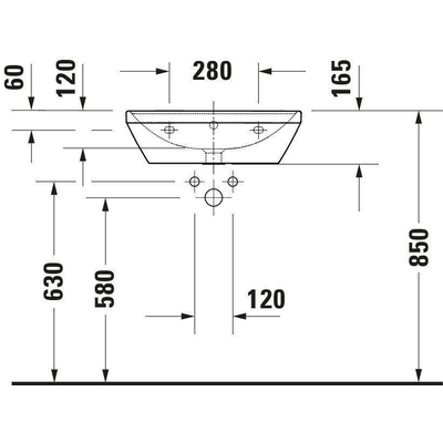 Duravit D-Neo wastafel 55x44x16.5cm 1 kraangat rechthoek Keramiek Wit