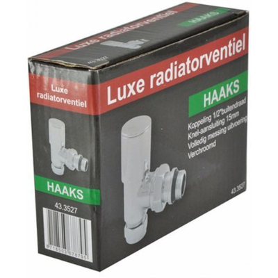 Riko luxe radiatorventiel 1/2''x15 (M22) knel haaks chroom