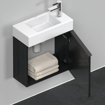 Duravit D-Neo wastafelonderkast 48.4x44x22.2cm Rechtsdraaiend 1 deur Eiken (zwart) Mat