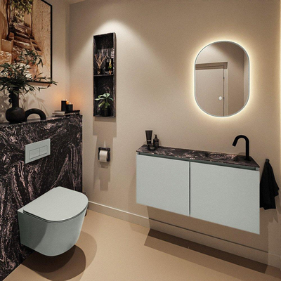 MONDIAZ TURE-DLUX 100cm toiletmeubel Greey. EDEN wastafel Lava positie rechts. Met 1 kraangat.