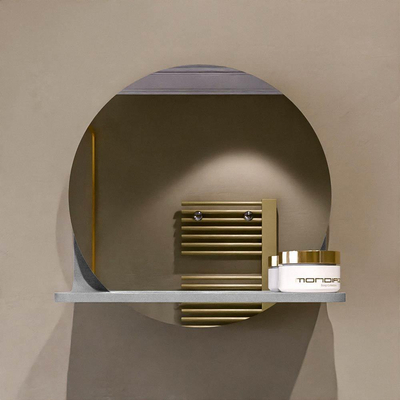 Mondiaz SPOT Badkamerspiegel - rond 30cm - spiegelplanchet - kleur Plata