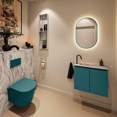 MONDIAZ TURE-DLUX 60cm toiletmeubel Smag. EDEN wastafel Glace positie links. Met 1 kraangat.