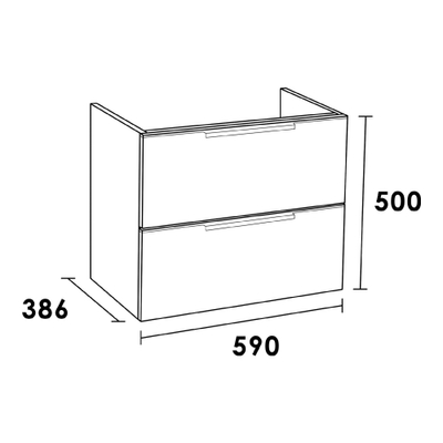 BRAUER EVO Small WastafelOnderkast - 60x39x50cm - 2 softclose lades - standaard greep - 1 sifonuitsparing - MFC - grey Canyon