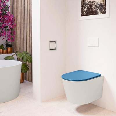 MONDIAZ LAVIE wandclosetpack - 36x53cm - diepspoel - rimless - Linen (offwhite) - softclose - quick-release - toiletzitting - Jeans (blauw)