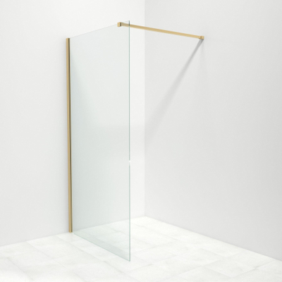 Saniclass Bellini inloopdouche 105x200cm met 8mm helder glas met messing profiel en stabilisatiestang