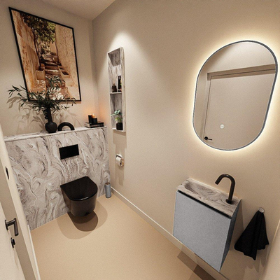 MONDIAZ TURE-DLUX 40cm toiletmeubel Plata. EDEN wastafel Glace positie links. Met 1 kraangat.