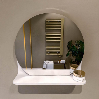 Mondiaz SPOT Badkamerspiegel - rond 40cm - spiegelplanchet - kleur Talc