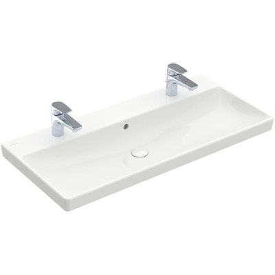 Villeroy en boch Avento meubelwastafel 100x47cm 2 kraangaten met overloop ceramic+ wit