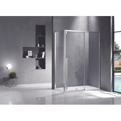 Saniclass Neptune Schuifdeur - 120x200cm - softclose - links/rechts - gepolijst zilver