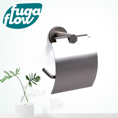 FugaFlow Efficiente Acces Toiletrolhouder - met klep - rond - RVS