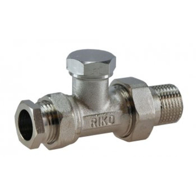 Riko regeltee+adaptor 15mm 1/2 recht vernikkeld