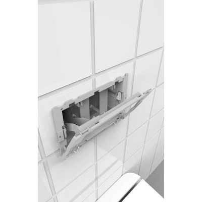 QeramiQ Push Bedieningsplaat met toiletblokjeshouder - voor Geberit UP320 inbouwreservoir - dualflush - ronde knoppen - kunststof - inclusief 12 toiletblokjes - beige