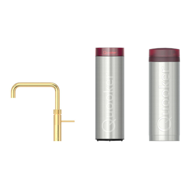 Quooker Fusion Square kokendwaterkraan - draaibare uitloop - PRO3 incl. Cube reservoir - Warm / kokend / bruisend / gefilterd water - Verguld (Goud)