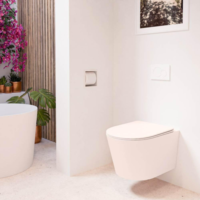 MONDIAZ LAVIE wandclosetpack - 36x53cm - diepspoel - rimless - Rosee (roze) - softclose - quick-release - toiletzitting - Rosee (roze)