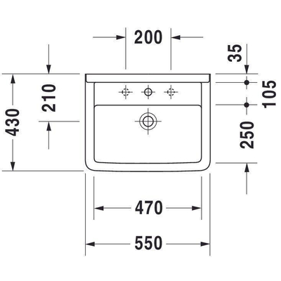 Duravit Philippe Starck 3 wastafel 55x42cm Wondergliss wit