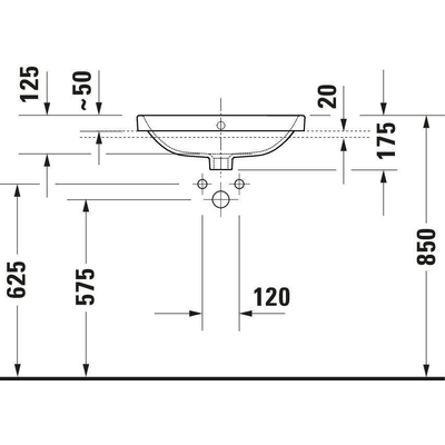 Duravit No.1 inbouwwastafel 55x43.5x17.5cm Hoogglans Wit