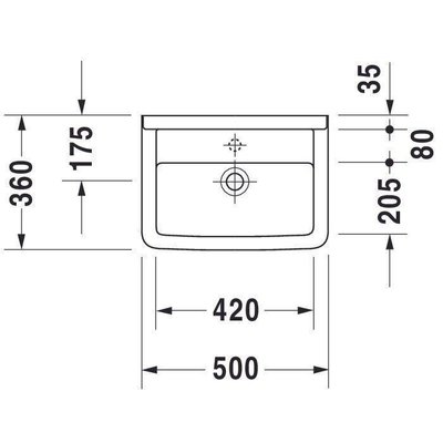 Duravit Starck 3 Med wastafel 50x36cm zonder kraangat zonder overloop met wondergliss wit