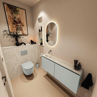 MONDIAZ TURE-DLUX 120cm toiletmeubel Greey. EDEN wastafel Ostra positie links. Zonder kraangat.