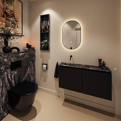 MONDIAZ TURE-DLUX 100cm toiletmeubel Urban. EDEN wastafel Lava positie links. Zonder kraangat.