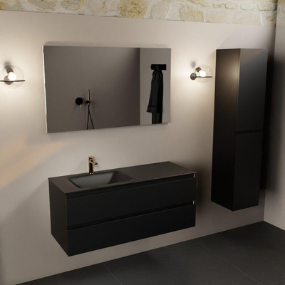 Mondiaz Aivy badmeubelset - 120x45x50cm - 1 kraangat - 1 wasbak urban Solid surface - Links - 2 lades - Zonder spiegel - MDF Urban