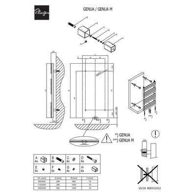 Plieger Genua designradiator horizontaal 1520x550mm 800W zwart grafiet (black graphite)