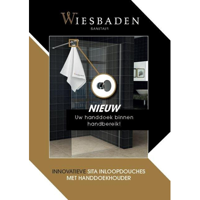 Wiesbaden Sita inloopdouche - 140x200cm - helder glas 8mm - Nano coating - met handdoekhouder - Chroom