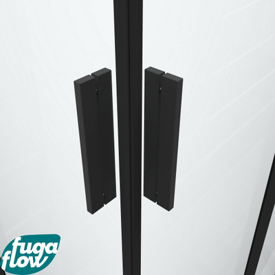 FugaFlow Efficiente Vetro Douchecabine - 100x100x200cm - kwartrond - helder glas - profiel - mat zwart