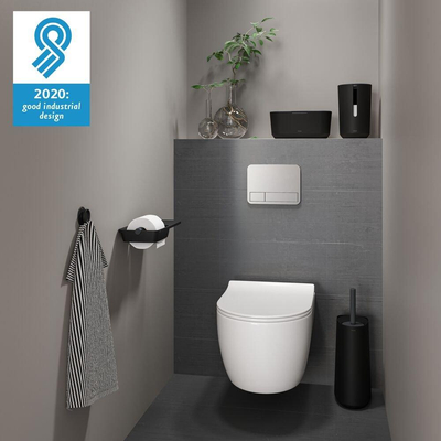 Tiger Tess Toiletborstelhouder met opbergfunctie vrijstaand en Swoop® borstel flexibel Zwart Antraciet