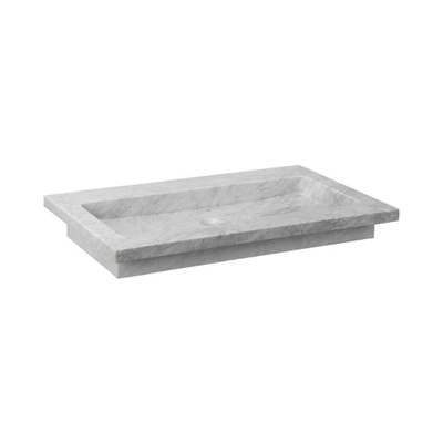 Forzalaqua Nova wastafel 80.5x51.5x9.5cm Rechthoek 0 kraangaten Natuursteen Carrara gepolijst