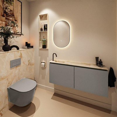 MONDIAZ TURE-DLUX 120cm toiletmeubel Smoke. EDEN wastafel Frappe positie links. Met 1 kraangat.