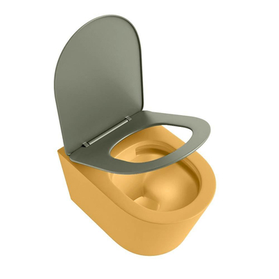 MONDIAZ LAVIE wandclosetpack - 36x53cm - diepspoel - rimless - Ocher (geel) - softclose - quick-release - toiletzitting - Army (groen)