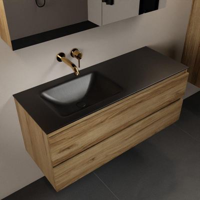 Mondiaz Aivy badmeubelset - 120x45x50cm - 0 kraangaten - 1 wasbak urban Solid surface - Links - 2 lades - Met spiegelkast - Melamine Chai