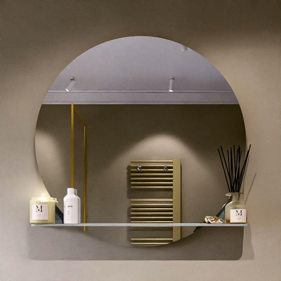 Mondiaz SPOT Badkamerspiegel - rond 100cm - spiegelplanchet - kleur Plata