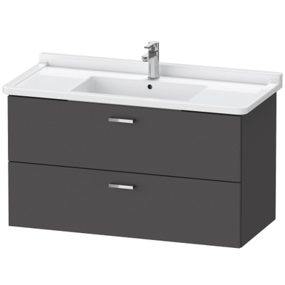 Duravit XBase Wastafelonderkast 100x46.8x56cm Standaard greep met softclose spaanplaat Grafiet Mat