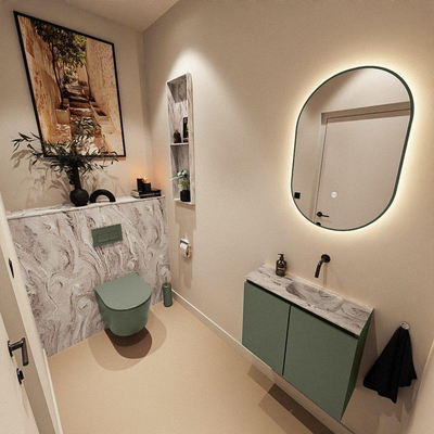 MONDIAZ TURE-DLUX 60cm toiletmeubel Army. EDEN wastafel Glace positie rechts. Zonder kraangat.