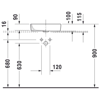 Duravit Starck 2 opzetkom zonder overloop zonder kraangat 44x40cm met wondergliss wit