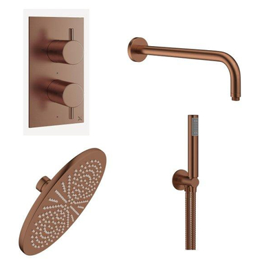 Crosswater MPRO Regendoucheset inbouw - 30cm hoofddouche - wandarm - staafhanddouche - geborsteld brons
