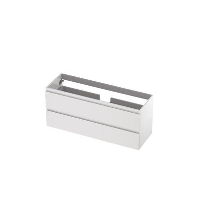 INK Wastafelonderkast - 120x40x52cm - 2 lades - greeploos - MDF lak wit hoogglans