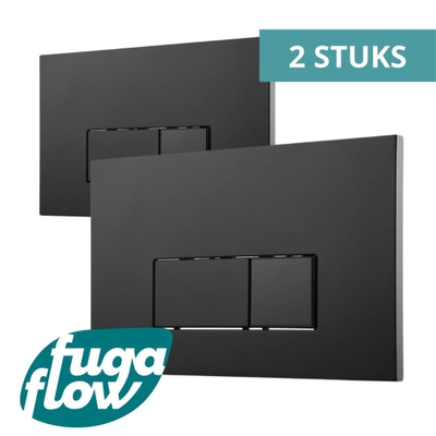 FugaFlow Efficiente Press Bedieningsplaat - bedieningspaneel voor Geberit UP320 inbouwreservoir - dualflush - rechthoekige knoppen - 2 stuks - kunststof zwart mat -