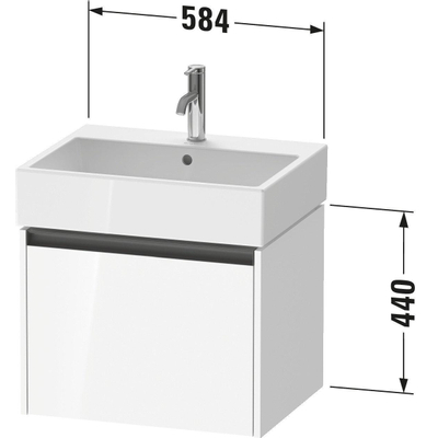 Duravit Ketho 2 wastafelonderbouwkast met 1 lade 58.4x46x44cm met greep antraciet basalt mat