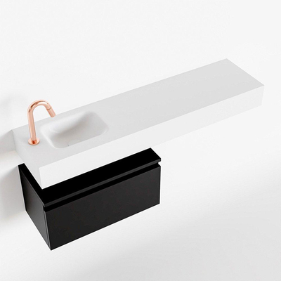 MONDIAZ ANDOR Toiletmeubel - 120x30x30cm - 1 kraangat - 1 lades - urban mat - wasbak links - Solid surface - Wit