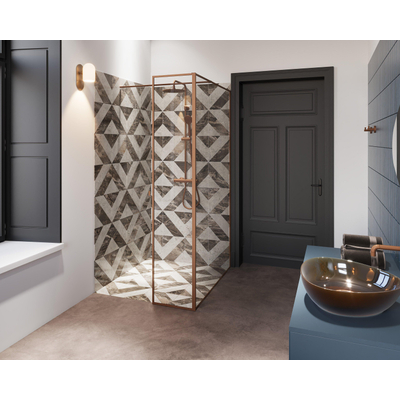 Riho Define Inloopdouche - L vorm - 100x40x200cm - Copper mat