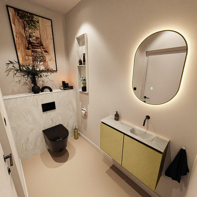 MONDIAZ TURE-DLUX 80cm toiletmeubel Oro. EDEN wastafel Ostra positie rechts. Zonder kraangat.